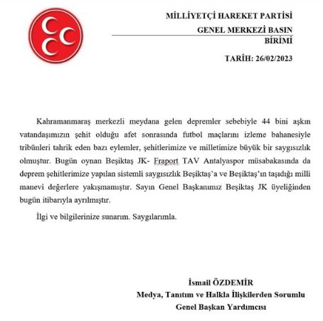 MHP lideri Devlet Bahçeli, Beşiktaş üyeliğinden ayrıldı